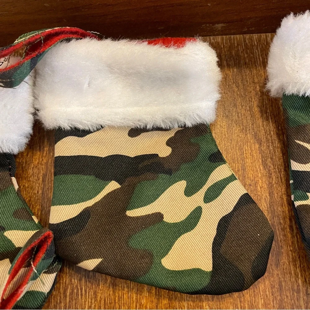 Lot of 16 Mini Christmas STOCKINGS Hunting Military Green Camo Camouflage 5